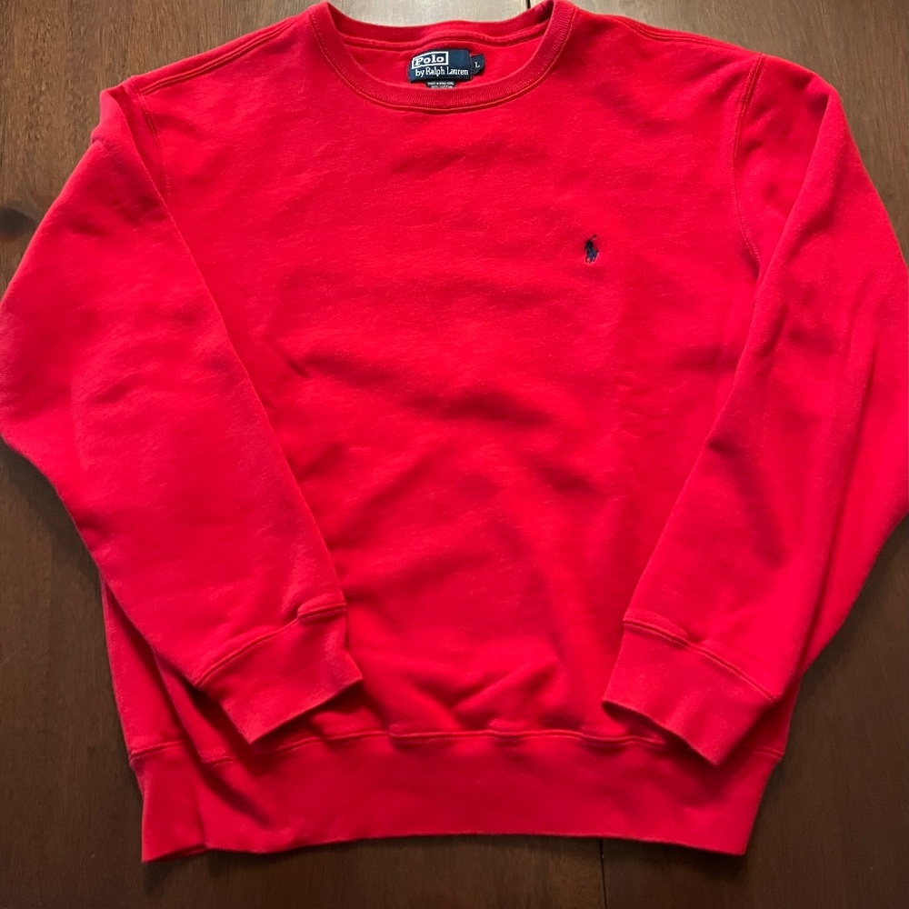 POLO RALPH LAUREN CREW NECK SWEATSHIRT MEN'S SIZE LARGE BRIGHT RED